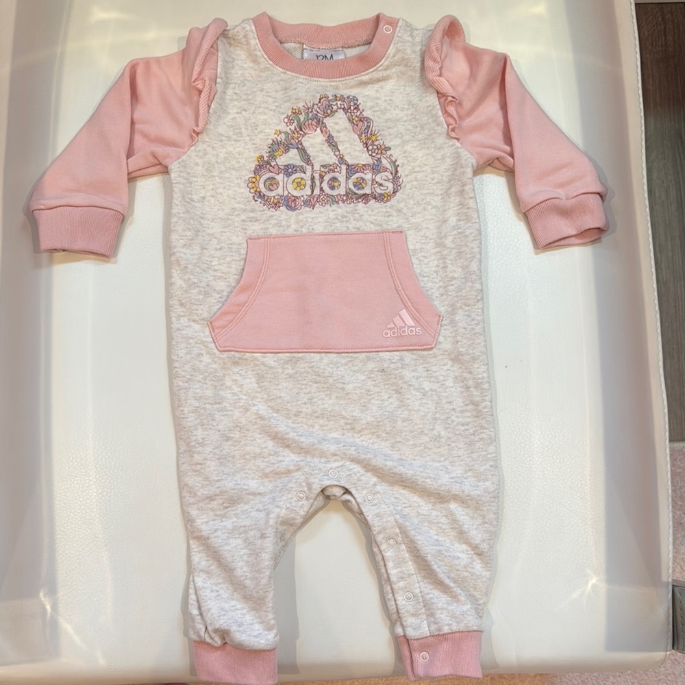 Adidas Pink and Gray Footies One Piece